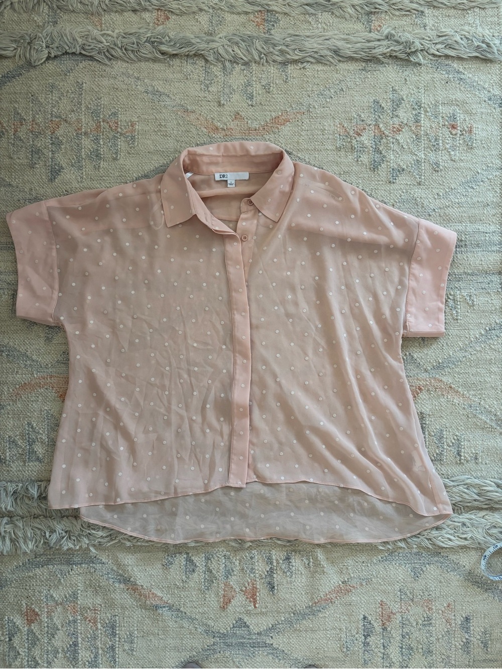Sheer Blush Pink Dot Button-Down Shirt